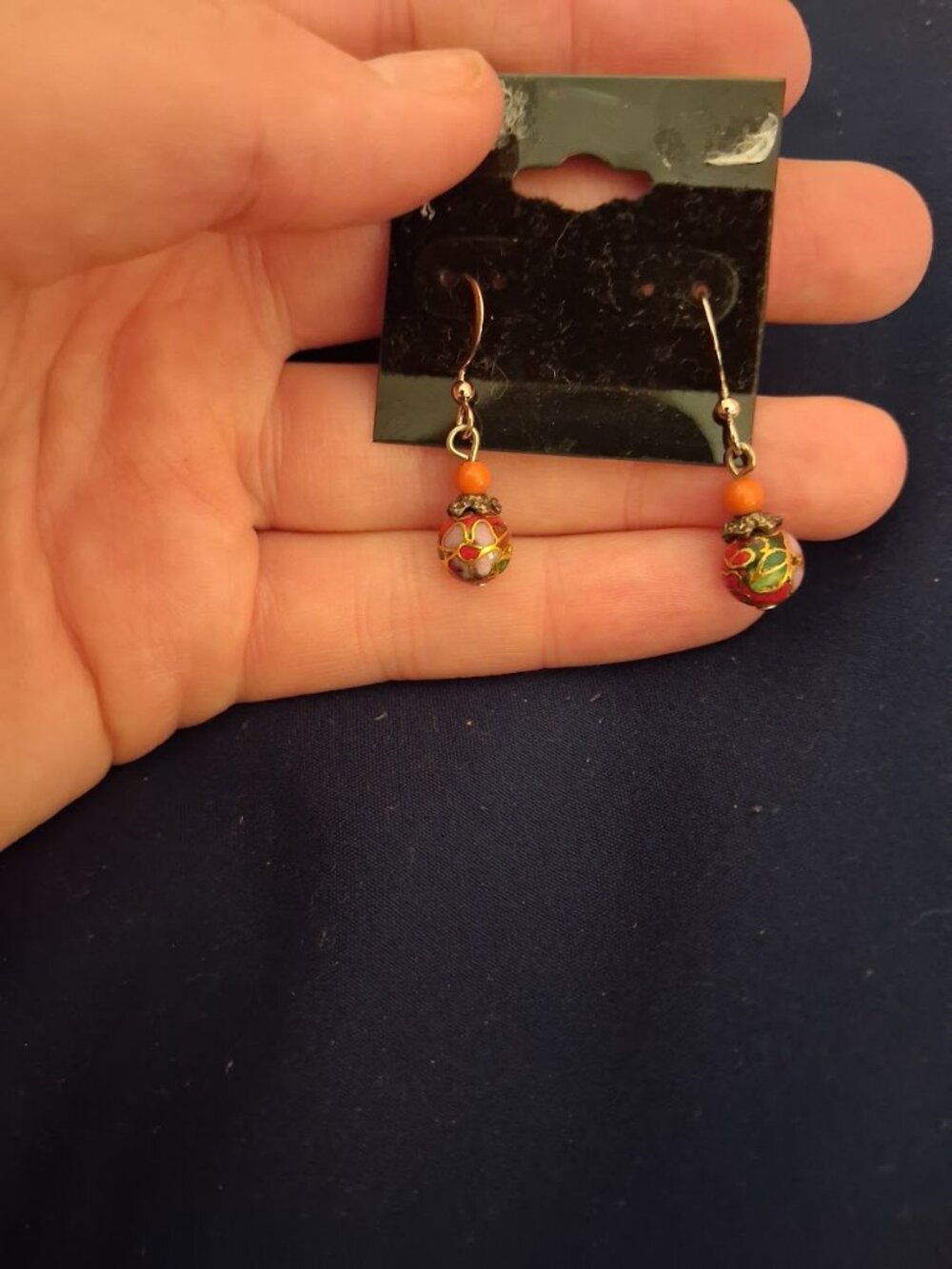 Cloisonne dangle earrings